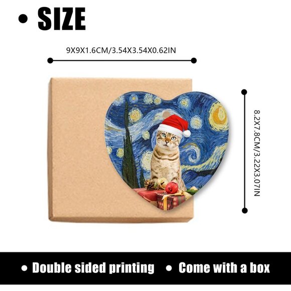 🆕 Christmas Ornament Decorations Ceramic Tree Bengal Cat Xmas Hat Lover Gifts - Picture 3 of 4